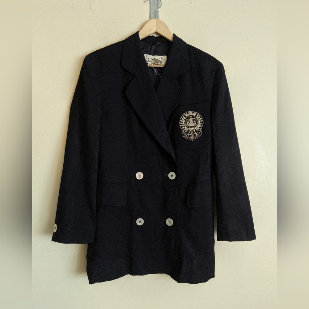 Laurél Elegant Navy Double-Breasted Blazer – Size 36 (Fits 6-8) | Excellent Cond